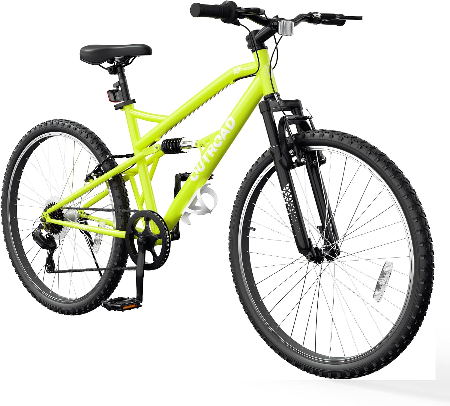 26" Mountain Bike, 7-Speed Lightweight High-Carbon Steel Frame, V Brakes & Front Suspension - Adjustable Ergonomic Seat for Men & Women(Quick Assembly, Multiple Colors)
