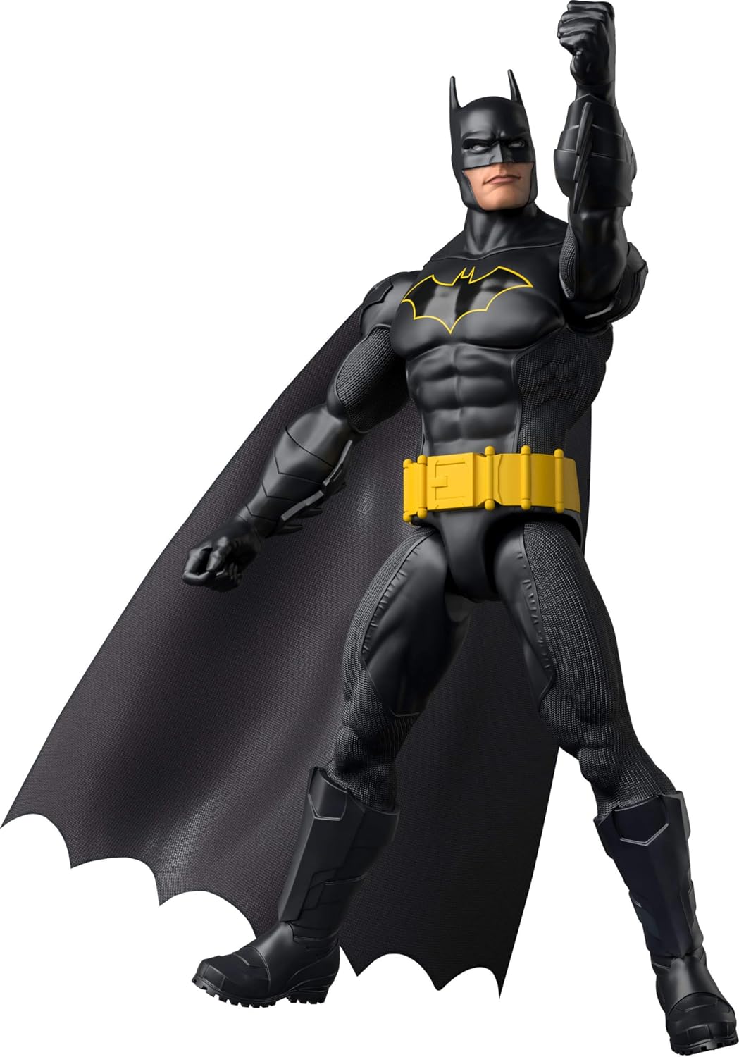 Mattel DC 12-Inch Batman Action Figure, Black Batsuit with Yellow Belt & Fabric Cape, Detailed Design & 7 Points of Articulation - Image 3