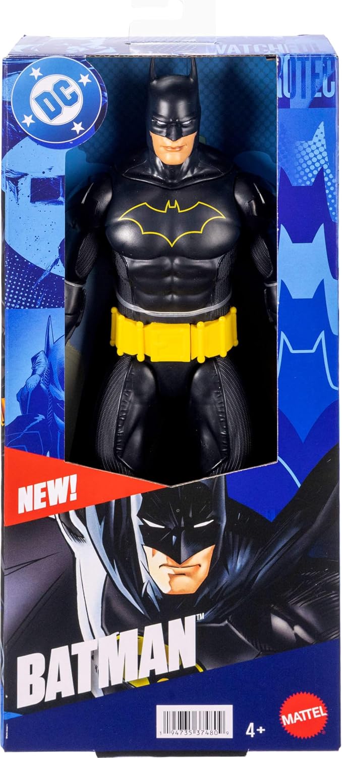 Mattel DC 12-Inch Batman Action Figure, Black Batsuit with Yellow Belt & Fabric Cape, Detailed Design & 7 Points of Articulation - Image 6